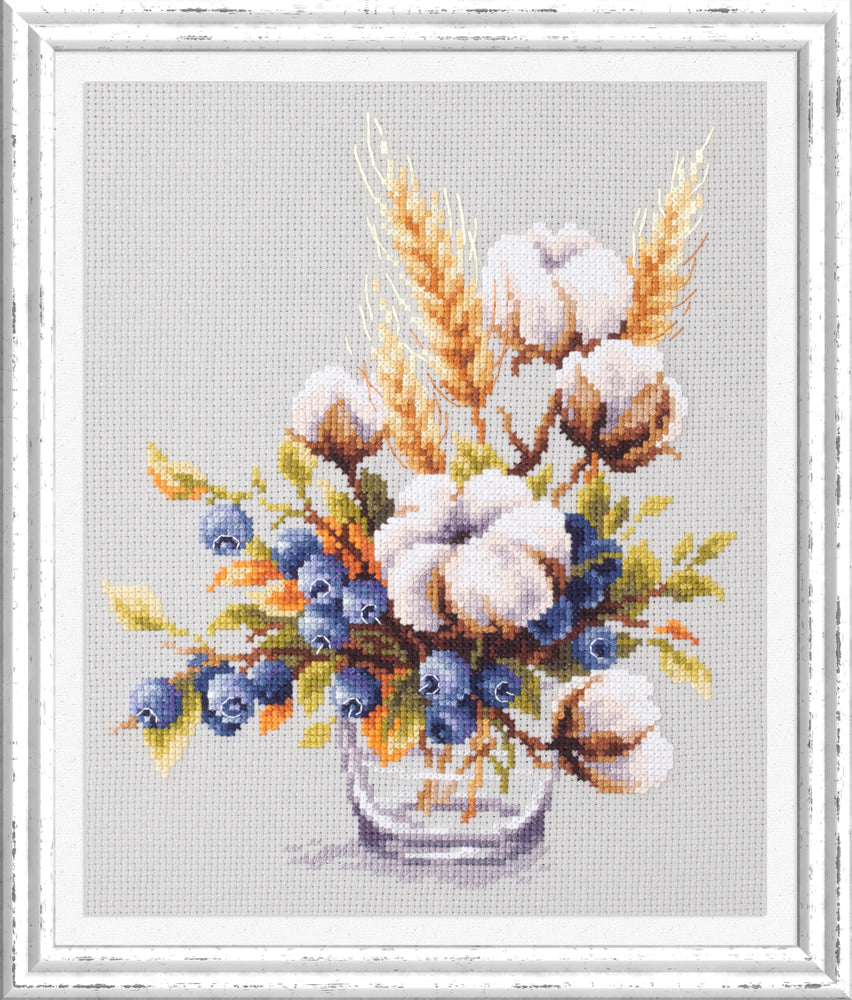 Blooming Cotton and Blueberry