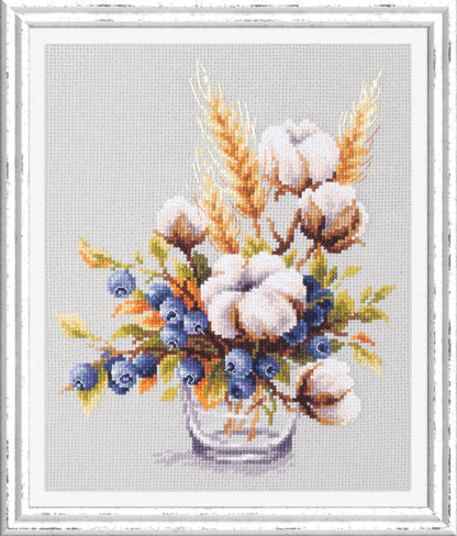 Blooming Cotton and Blueberry