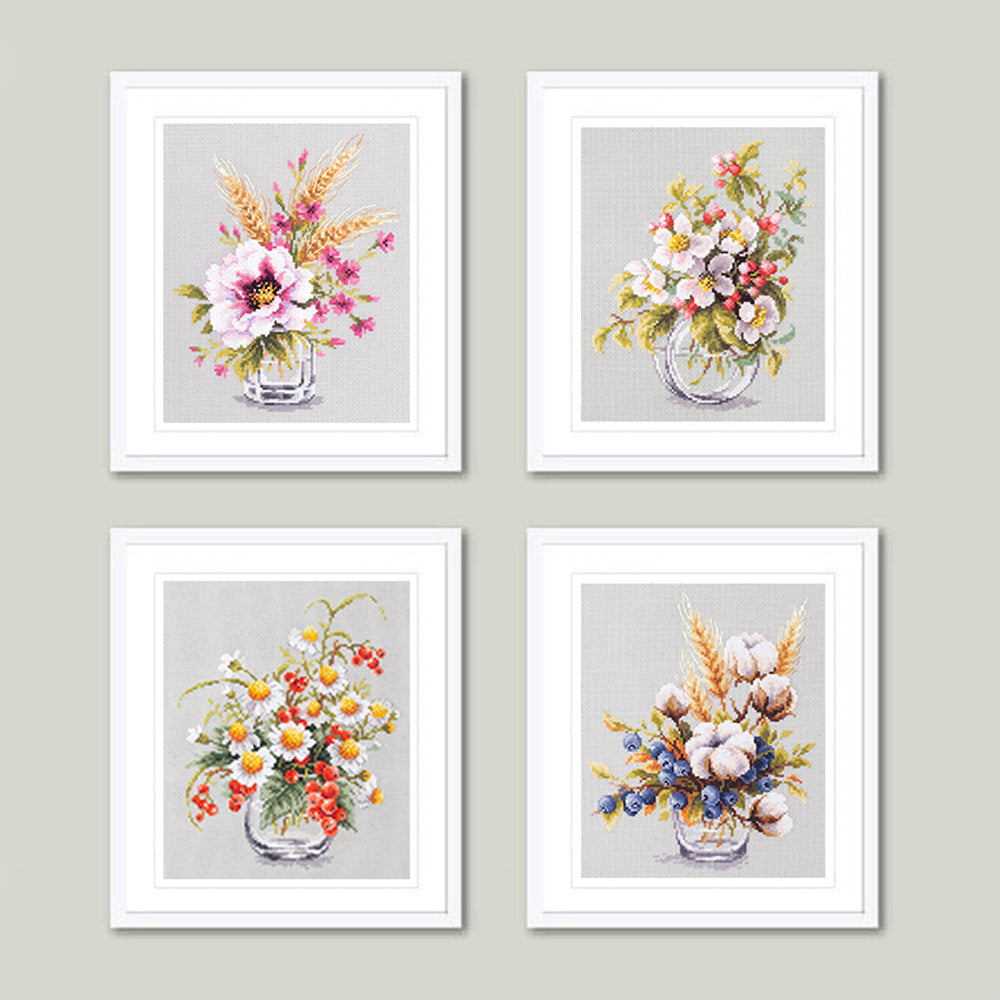 Blooming Cotton and Blueberry
