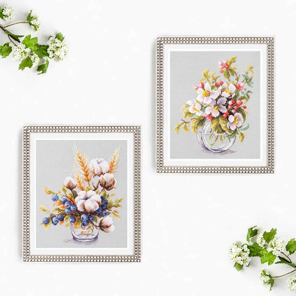 Blooming Cotton and Blueberry